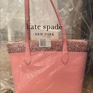 Kate Spade Pink Glitter Saffiano Leather tote